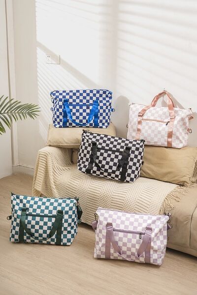 Zenana Checkered Multi-Pocket Travel Bag Bags