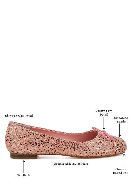 Apollon Bow Detail Foil Print Suede Ballerinas - Shop Style & More | Fresh Looks, Everyday Deals & Free Shipping