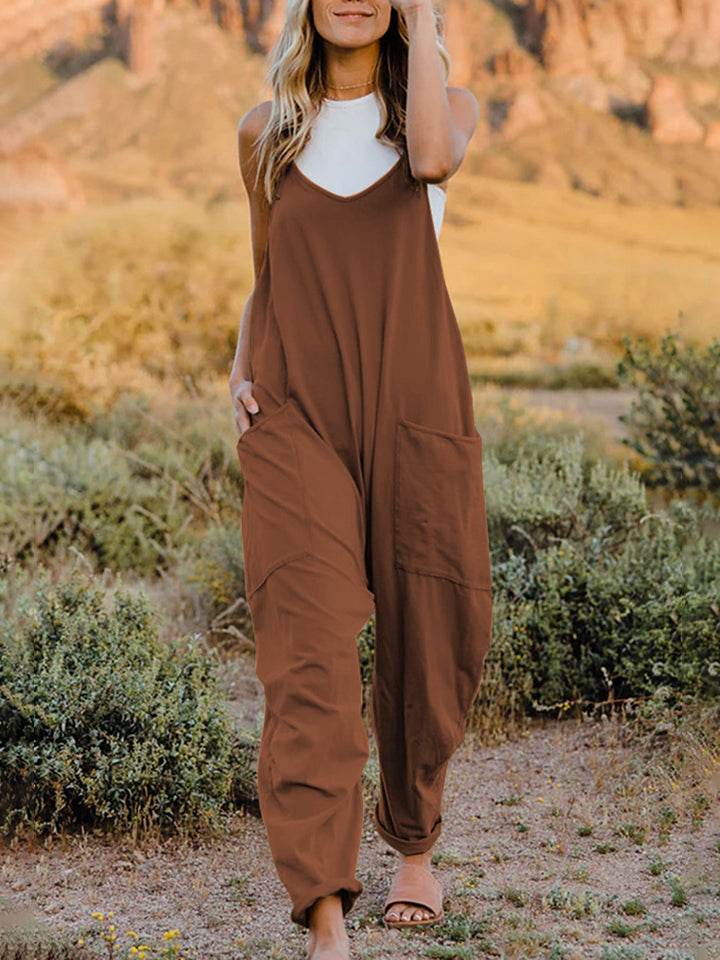Double Take Full Size Sleeveless V-Neck Pocketed Jumpsuit - Shop Style & More | Fresh Looks, Everyday Deals & Free Shipping