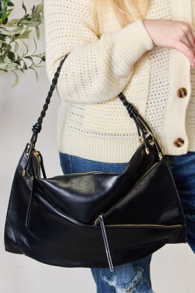 SHOMICO Zipper Detail Shoulder Bag BLACK One Size Bags