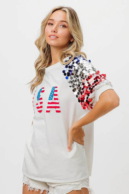 BiBi American Flag Theme Sequin Top - Shop Style & More | Fresh Looks, Everyday Deals & Free Shipping