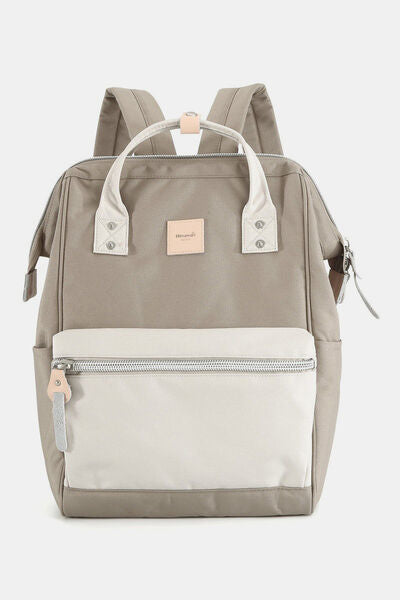 Himawari Water Resistant Canvas Backpack Bag with Side Pockets Khaki Cream One Size Bags