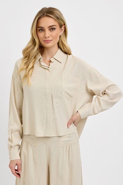 RISEN Button Down Long Sleeve Shirt Blouses