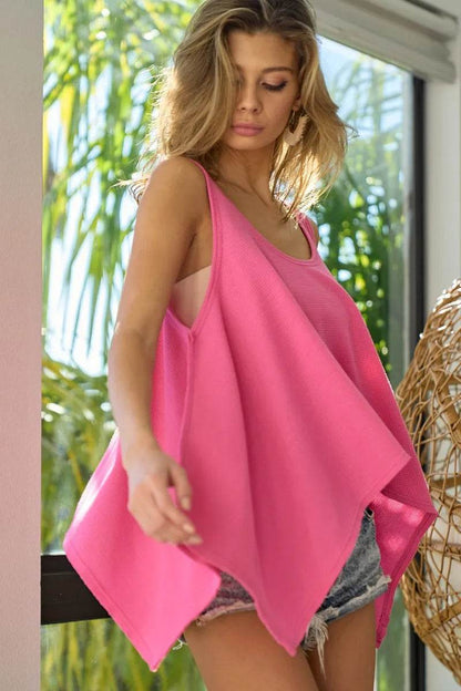 BiBi High and Low Flare Knit Tank Top - Shop Style & More | Fresh Looks, Everyday Deals & Free Shipping