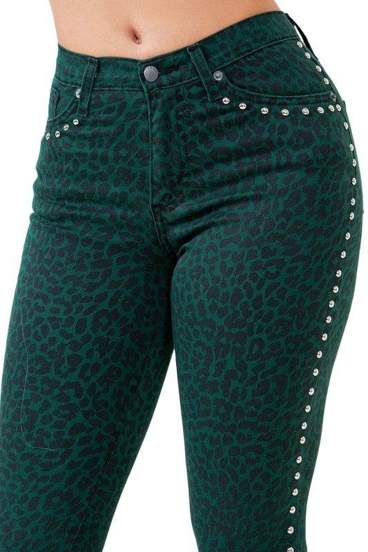 Leopard Studded Bell Bottom Jean - Shop Style & More | Fresh Looks, Everyday Deals & Free Shipping