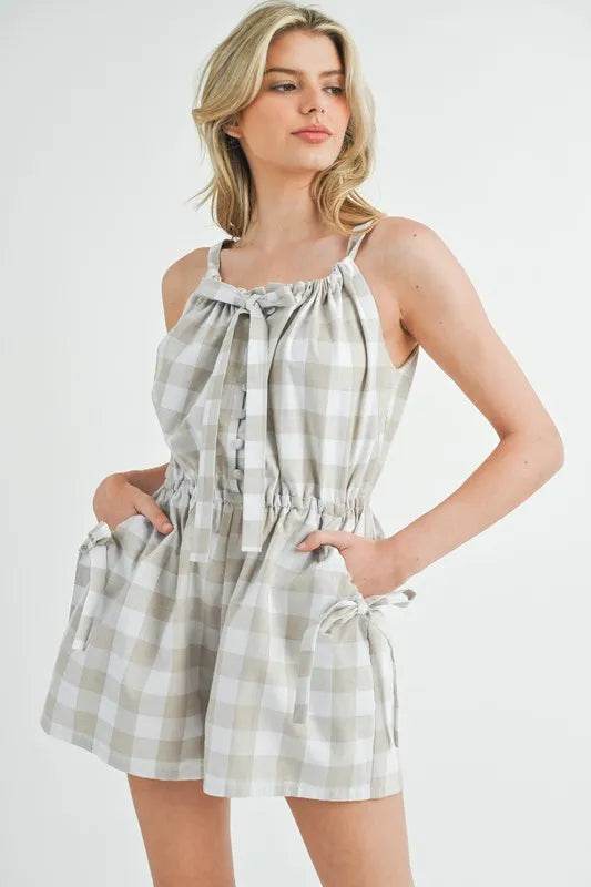 MABLE Plaid Sleeveless Button Down Romper - Shop Style & More | Fresh Looks, Everyday Deals & Free Shipping
