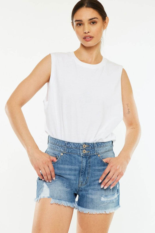Kancan Full Size High Rise Raw Hem Denim Shorts - Shop Style & More | Fresh Looks, Everyday Deals & Free Shipping