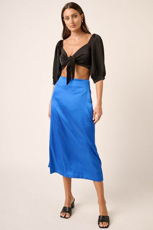 Mittoshop Side Slit Satin Midi Skirt - Shop Style & More | Fresh Looks, Everyday Deals & Free Shipping