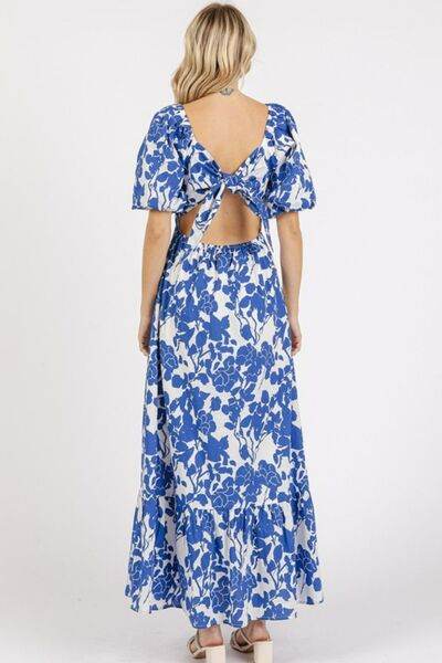 Mittoshop Cutout Back Floral Sweetheart Neck Puff Sleeve Dress - Shop Style & More | Fresh Looks, Everyday Deals & Free Shipping