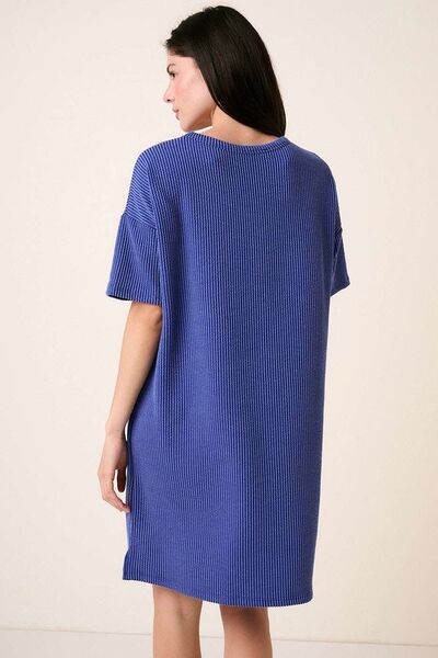 Mittoshop Urban Rib Knit Short Sleeve Tee Dress Casual Dresses