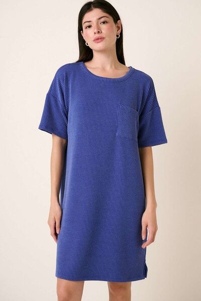 Mittoshop Urban Rib Knit Short Sleeve Tee Dress Casual Dresses