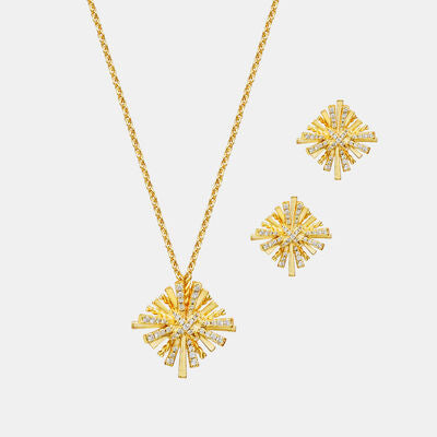 Starburst Gold-Plated Earrings and Necklace Set Gold One Size Necklace