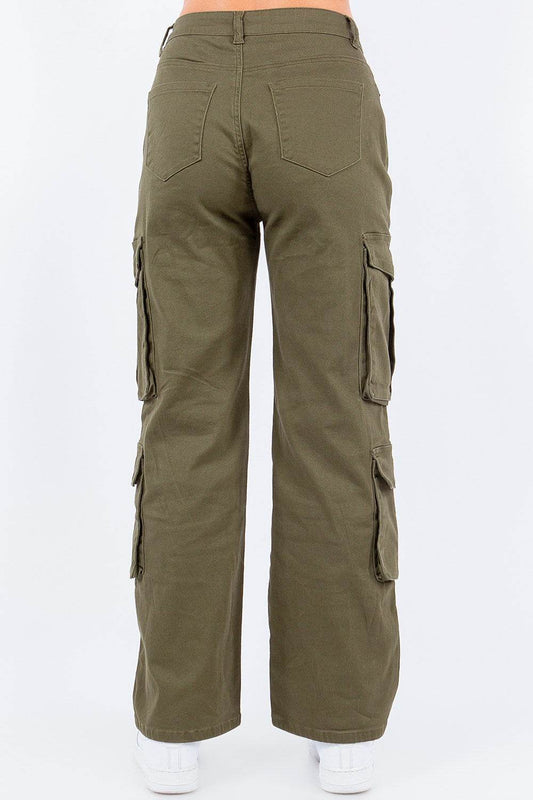 American Bazi Full Size Button Waist High Rise Cargo Pants Plus Size - Shop Style & More | Fresh Looks, Everyday Deals & Free Shipping
