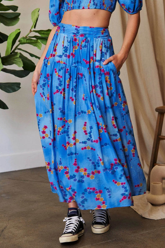 Davi & Dani Printed Smocking Waistband Ruffled Maxi Skirt - Shop Style & More | Fresh Looks, Everyday Deals & Free Shipping