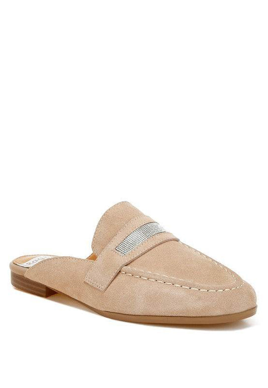 Belorose Rhinestone Strap Suede Mules - Shop Style & More | Fresh Looks, Everyday Deals & Free Shipping