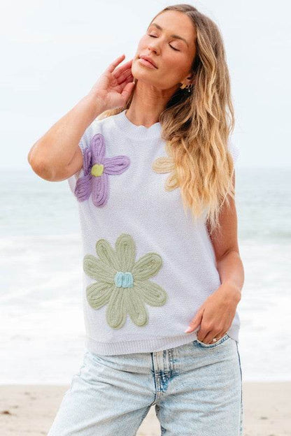 Hannah Crochet Flower Knit Short Sleeve Sweater To - Shop Style & More | Fresh Looks, Everyday Deals & Free Shipping