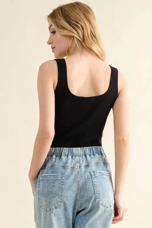 And The Why Ribbed Square Neck Bodysuit - Shop Style & More | Fresh Looks, Everyday Deals & Free Shipping