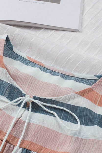 Arlette Split Neck Pleated Ruffled Short Sleeves T - Shop Style & More | Fresh Looks, Everyday Deals & Free Shipping