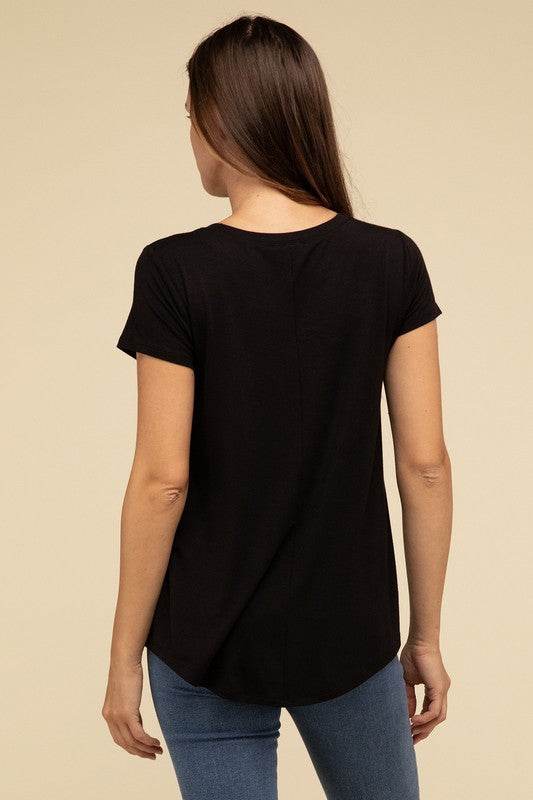 Flowy Round Hem Rayon Short Sleeve Top - Shop Style & More | Fresh Looks, Everyday Deals & Free Shipping