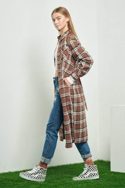 PLAID PRINT COLLAR LONG SHIRT DRESS - Shop Style & More | Fresh Looks, Everyday Deals & Free Shipping