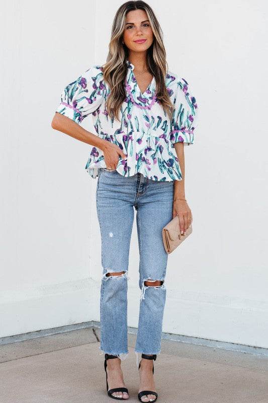 Raelyn Floral Ricrac Trim Top - Shop Style & More | Fresh Looks, Everyday Deals & Free Shipping