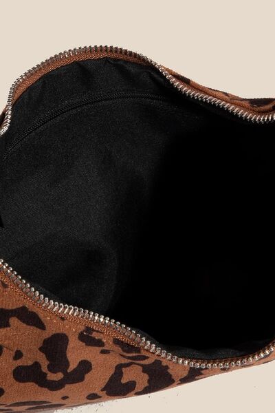 Fame Leopard Middle Stitch Zipper Handbag Bags