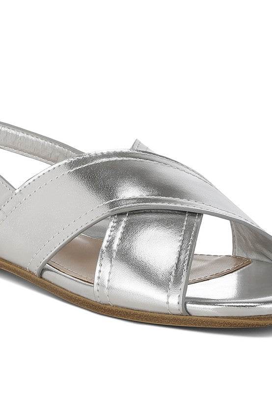 Kanon Metallic Pleather Criss-Cross Flats - Shop Style & More | Fresh Looks, Everyday Deals & Free Shipping