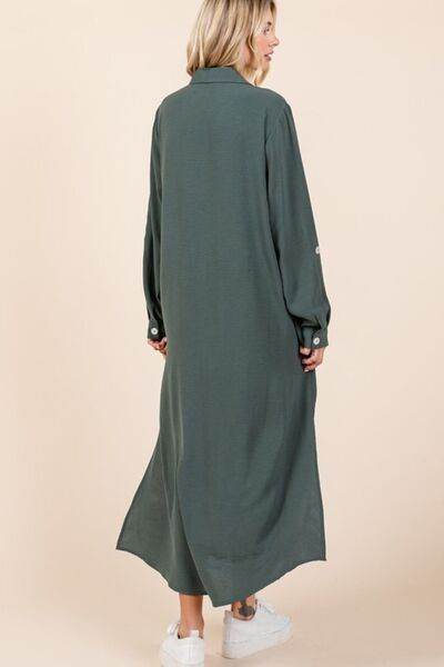 Mittoshop Airflow V-Neck Long Sleeve Button Down Maxi Dress - Shop Style & More | Fresh Looks, Everyday Deals & Free Shipping