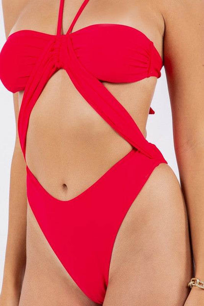 ONE PIECE OPEN CUTOUT FRONT PANEL WITH HALTER NECK - Shop Style & More | Fresh Looks, Everyday Deals & Free Shipping