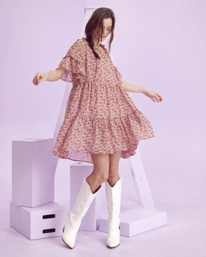 Floral print v-neck mini dress - Shop Style & More | Fresh Looks, Everyday Deals & Free Shipping