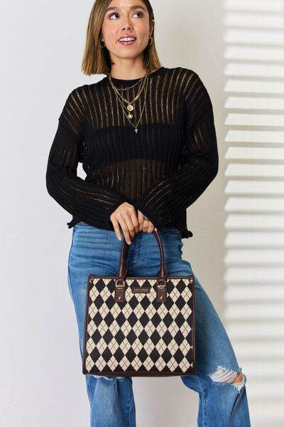 David Jones Argyle Pattern PU Leather Handbag - Shop Style & More | Fresh Looks, Everyday Deals & Free Shipping
