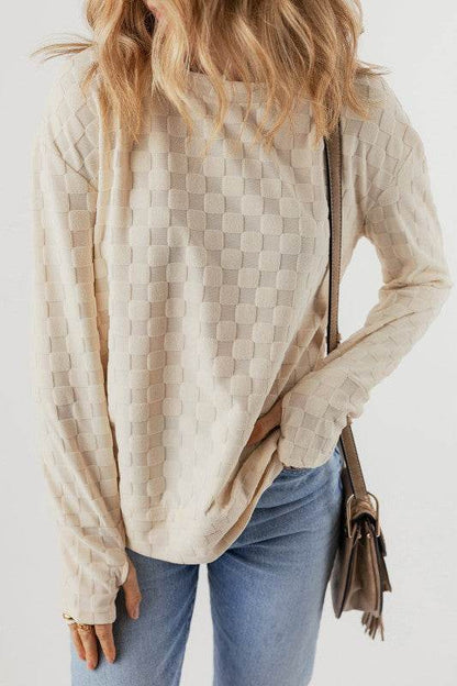 Tiffany Textured Thumbhole Sleeve Top - Shop Style & More | Fresh Looks, Everyday Deals & Free Shipping