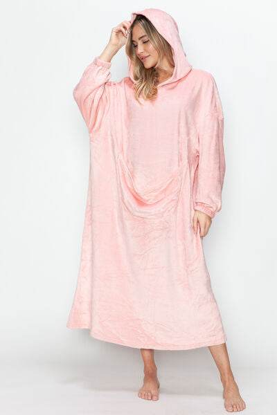 Double Take Full Size Pocketed Hooded Midi Lounge Dress - Shop Style & More | Fresh Looks, Everyday Deals & Free Shipping