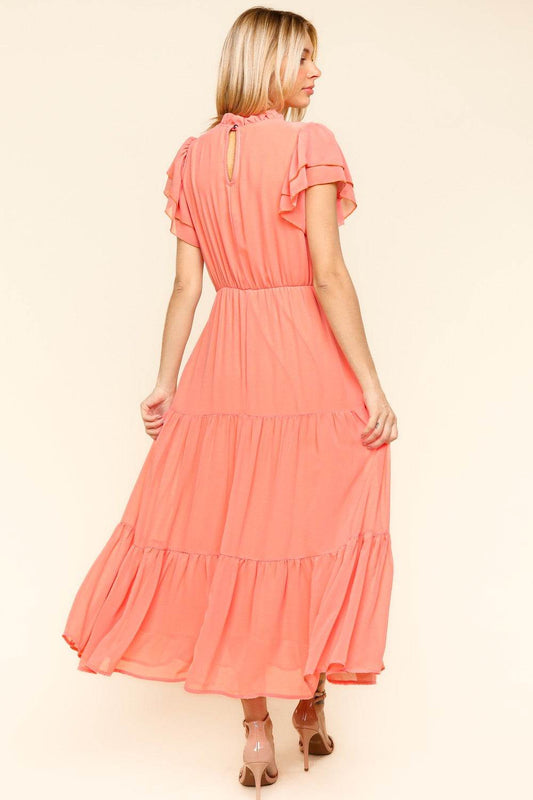 Haptics Full Size Tiered Frill Mock Neck Short Sleeve Dress - Shop Style & More | Fresh Looks, Everyday Deals & Free Shipping