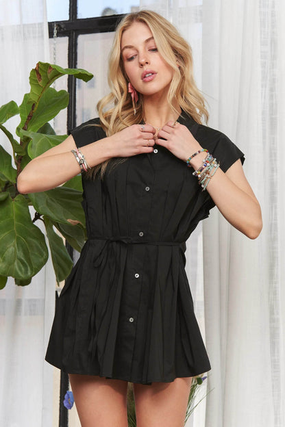 ADORA Solid Cap Sleeve Button Up Shirt - Shop Style & More | Fresh Looks, Everyday Deals & Free Shipping