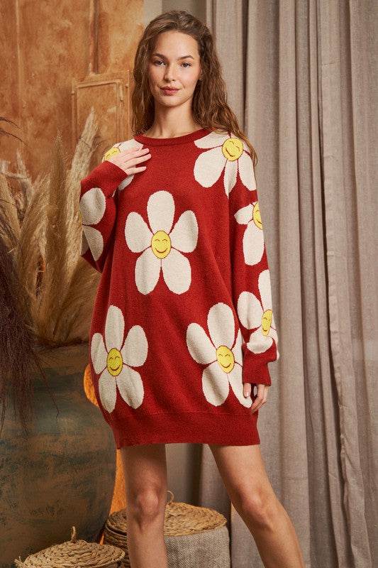 HAPPY FACE PRINT KNIT SWETAER - Shop Style & More | Fresh Looks, Everyday Deals & Free Shipping