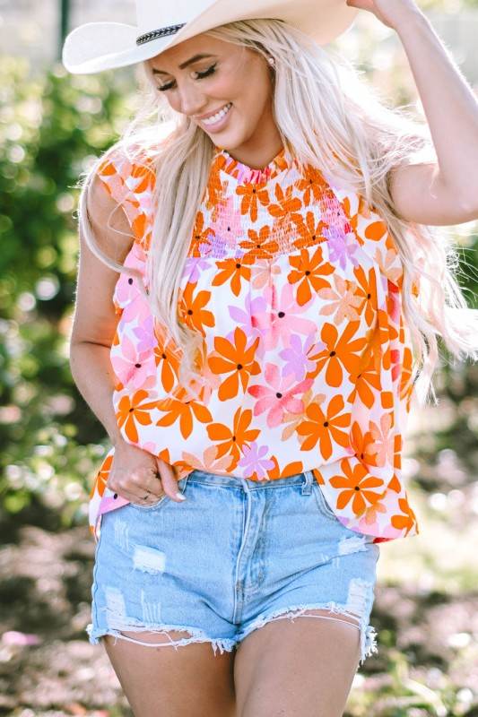 Alison Ruffled Sleeve Smocked Floral Top - Shop Style & More | Fresh Looks, Everyday Deals & Free Shipping