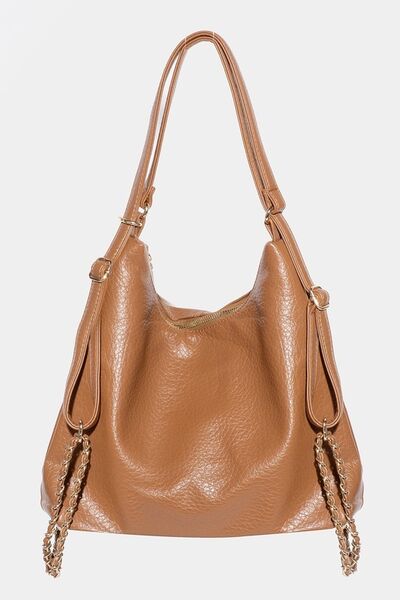 Fame PU Leather Multipurpose Shoulder Bag Caramel One Size Bags