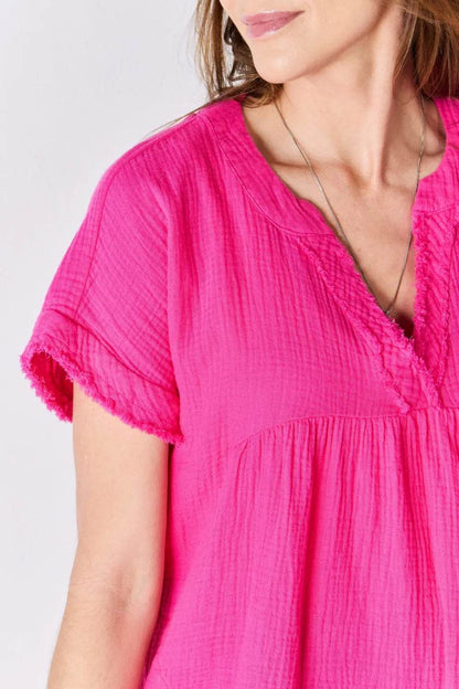 Zenana Full Size Raw Hem Short Sleeve Top - Shop Style & More | Fresh Looks, Everyday Deals & Free Shipping