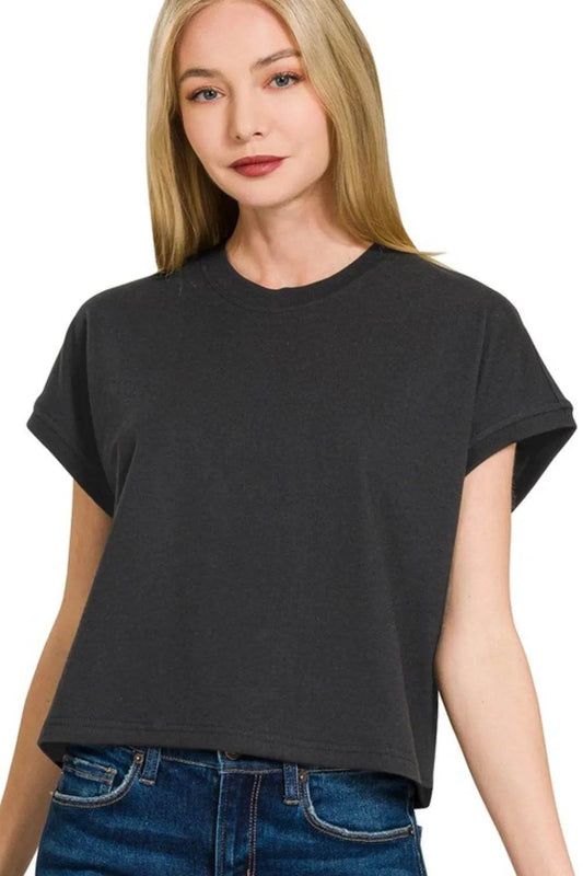 Zenana Premium Cotton Relaxed Crop Tee - Shop Style & More | Fresh Looks, Everyday Deals & Free Shipping