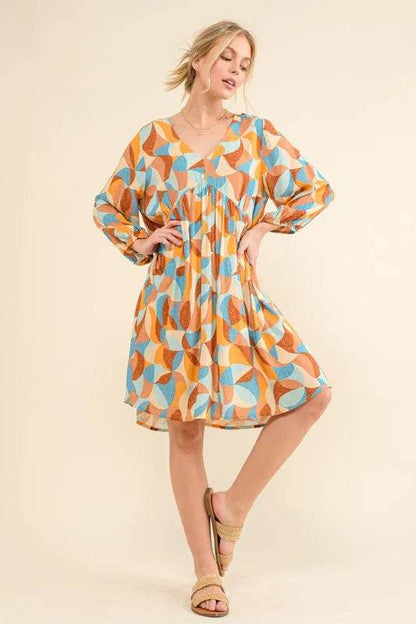 And The Why Printed Open Back Puff Sleeve Casual Dress - Shop Style & More | Fresh Looks, Everyday Deals & Free Shipping