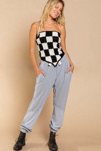 Checkerboard Pattern Tube Top Sweater - Shop Style & More | Fresh Looks, Everyday Deals & Free Shipping