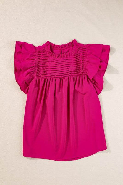 Dayana Ruffled Flutter Sleeve Pleated Blouse - Shop Style & More | Fresh Looks, Everyday Deals & Free Shipping