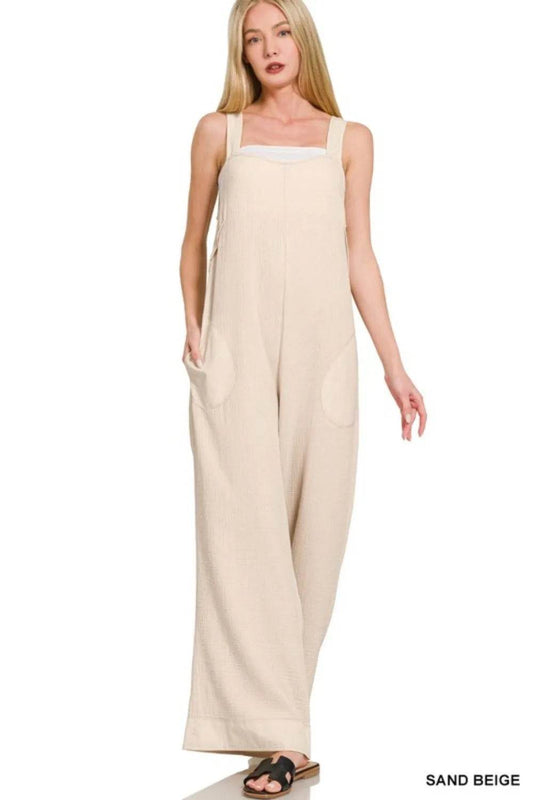 Zenana Double Gauze Washed Wide Leg Overalls - Shop Style & More | Fresh Looks, Everyday Deals & Free Shipping