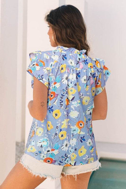 Aadhya Flutter Sleeve V Neck Floral Top - Shop Style & More | Fresh Looks, Everyday Deals & Free Shipping