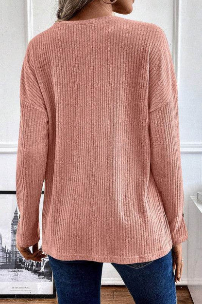 Evie Rib Textured Henley Knit Top - Shop Style & More | Fresh Looks, Everyday Deals & Free Shipping