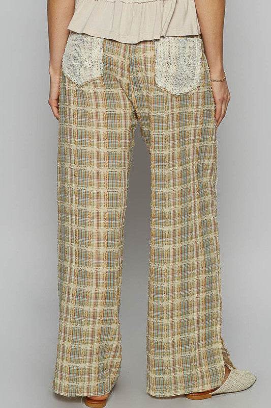 POL Lace Trim Drawstring Checkered Wide Leg Pants - Shop Style & More | Fresh Looks, Everyday Deals & Free Shipping