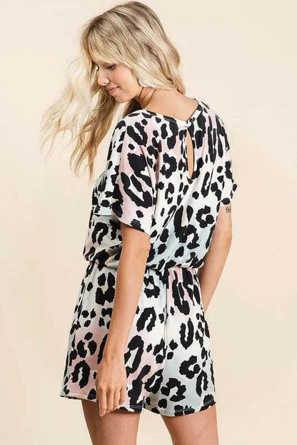 BiBi Gradation Leopard Soft Knit V-neck Romper - Shop Style & More | Fresh Looks, Everyday Deals & Free Shipping