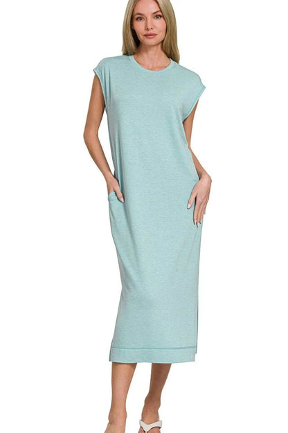 Zenana French Terry Sleeveless Round Neck Midi Dress - Shop Style & More | Fresh Looks, Everyday Deals & Free Shipping