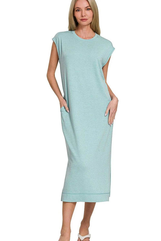 Zenana French Terry Sleeveless Round Neck Midi Dress - Shop Style & More | Fresh Looks, Everyday Deals & Free Shipping